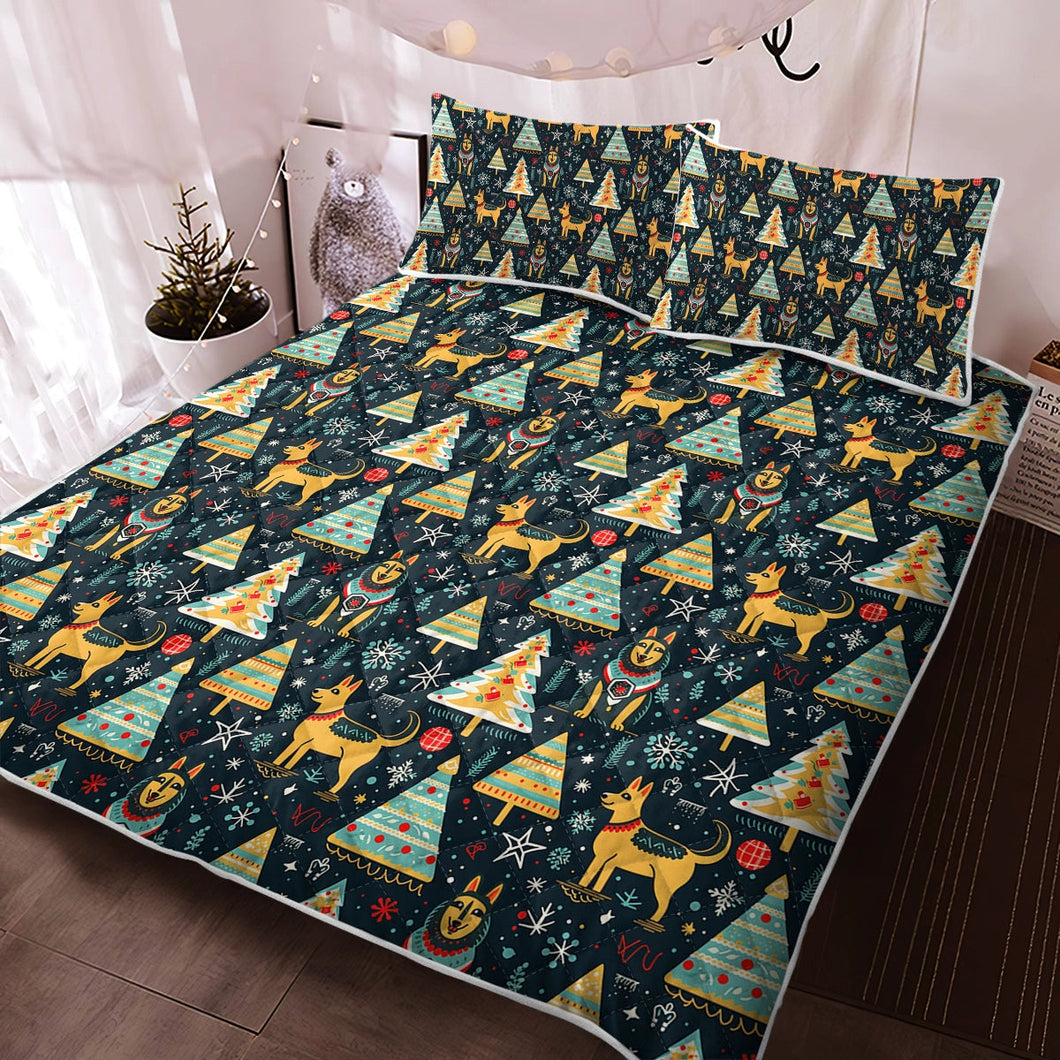 Christmas Groove Guardian German Shepherds Quilt Blanket Bedding Set-Bedding-Bedding, Blankets, Christmas, German Shepherd, Home Decor-Twin-Only Quilt-2