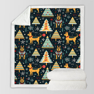 Christmas Groove Guardian German Shepherds Soft Warm Fleece Blanket-Blanket-Blankets, Christmas, Dog Dad Gifts, Dog Mom Gifts, German Shepherd, Home Decor-10