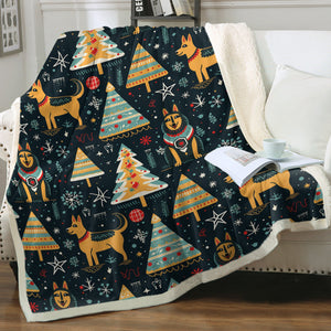 Christmas Groove Guardian German Shepherds Soft Warm Fleece Blanket-Blanket-Blankets, Christmas, Dog Dad Gifts, Dog Mom Gifts, German Shepherd, Home Decor-12