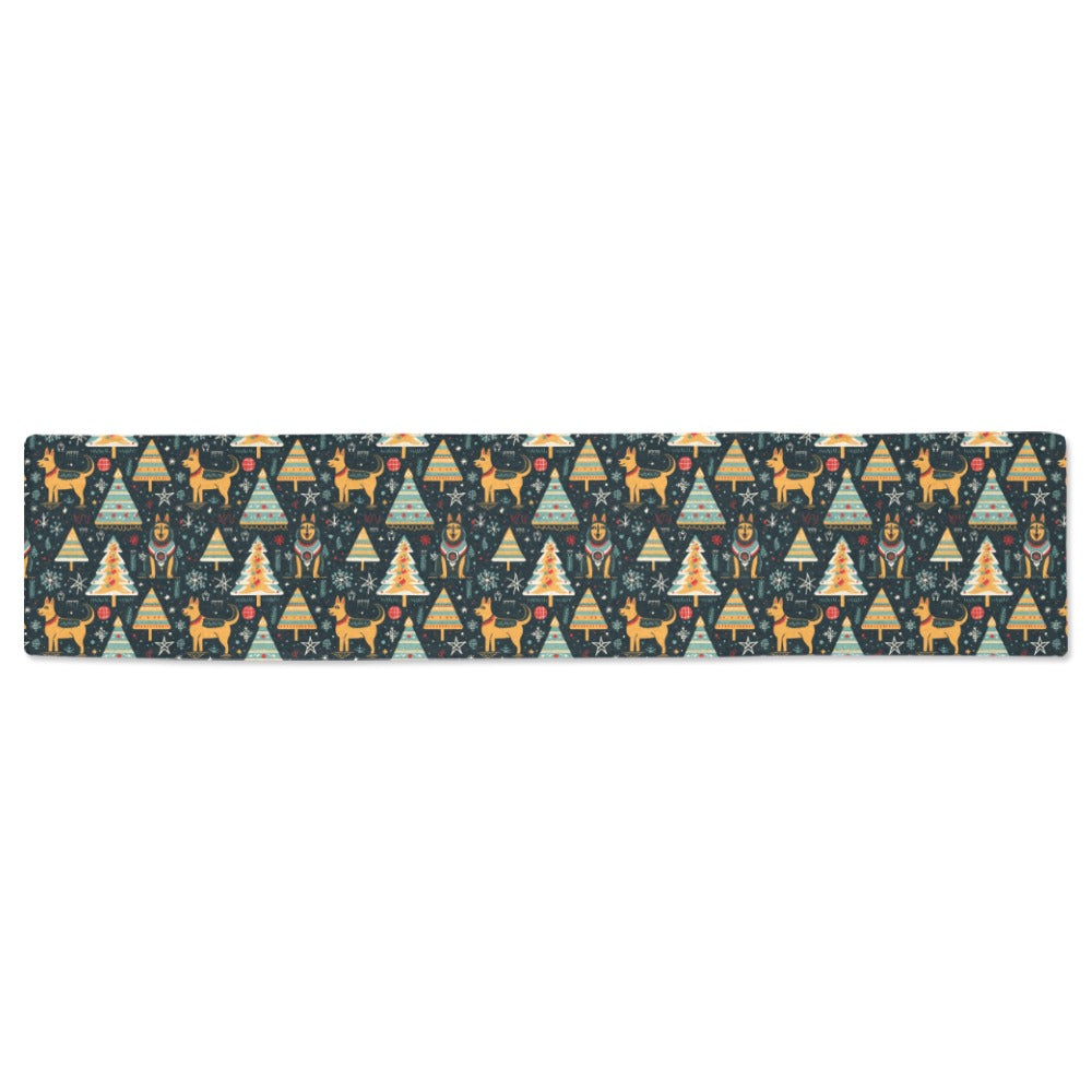 Christmas Groove Guardian German Shepherds Table Runner-Home Decor-Christmas, German Shepherd, Home Decor-Black8-ONE SIZE-1