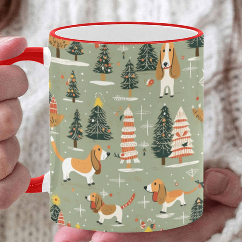 Christmas Holiday Basset Hounds Coffee Mug-White6-ONE SIZE-1