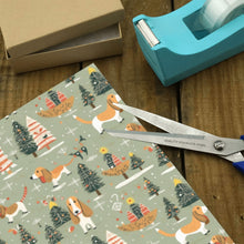 Load image into Gallery viewer, Christmas Holiday Basset Hounds Gift Wrapping Paper - 2 Rolls-Christmas Ornament-Basset Hound,Christmas,Wrapping Paper-2