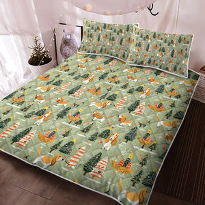 Christmas Holiday Basset Hounds Quilt Blanket Bedding Set-Bedding-Basset Hound, Bedding, Blankets, Christmas, Home Decor-3