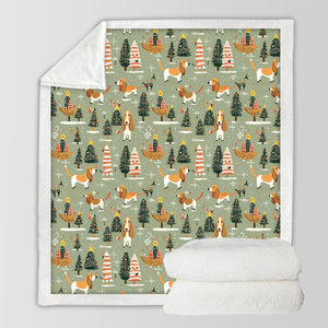 Christmas Holiday Basset Hounds Soft Warm Fleece Blanket-Blanket-Basset Hound, Blankets, Christmas, Dog Dad Gifts, Dog Mom Gifts, Home Decor-10