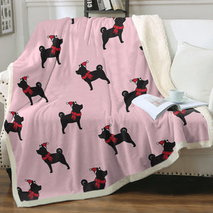 Christmas Shiba Love Soft Warm Fleece Blanket - 4 Colors-Blanket-Blankets, Home Decor, Shiba Inu-Soft Pink-Small-3