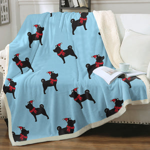 Christmas Shiba Love Soft Warm Fleece Blanket - 4 Colors-Blanket-Blankets, Home Decor, Shiba Inu-Sky Blue-Small-4
