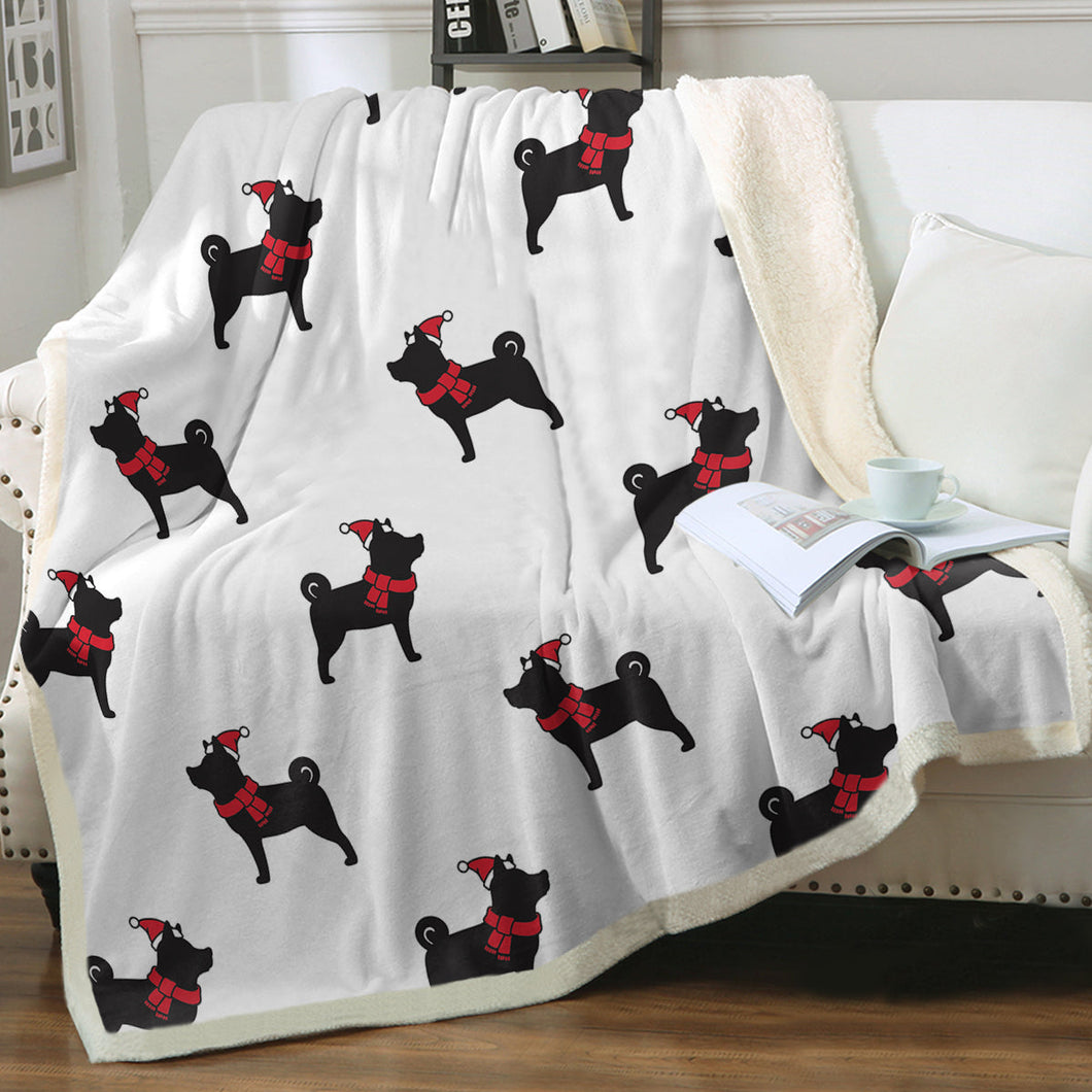 Christmas Shiba Love Soft Warm Fleece Blanket - 4 Colors-Blanket-Blankets, Home Decor, Shiba Inu-Ivory-Small-1