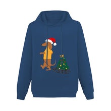 Load image into Gallery viewer, Christmas Sleigh Dachshund Women&#39;s Cotton Fleece Hoodie Sweatshirt-Apparel-Apparel, Christmas, Dachshund, Hoodie, Sweatshirt-Navy Blue-XS-4