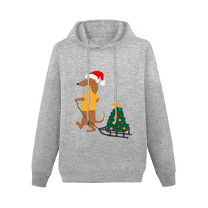 Christmas Sleigh Dachshund Women's Cotton Fleece Hoodie Sweatshirt-Apparel-Apparel, Christmas, Dachshund, Hoodie, Sweatshirt-Gray-XS-2