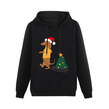 Load image into Gallery viewer, Christmas Sleigh Dachshund Women&#39;s Cotton Fleece Hoodie Sweatshirt-Apparel-Apparel, Christmas, Dachshund, Hoodie, Sweatshirt-Black-XS-3