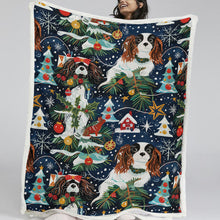 Load image into Gallery viewer, Christmas Snow Globe Tricolor Cavalier King Charles Spaniels Christmas Blanket-Blanket-Blankets, Cavalier King Charles Spaniel, Christmas, Dog Dad Gifts, Dog Mom Gifts, Home Decor-11