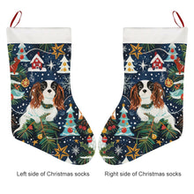 Load image into Gallery viewer, Christmas Snow Globe Tricolor Cavaliers Christmas Stocking-Christmas Ornament-Cavalier King Charles Spaniel, Christmas, Home Decor-26X42CM-White1-2