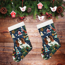 Load image into Gallery viewer, Christmas Snow Globe Tricolor Cavaliers Christmas Stocking-Christmas Ornament-Cavalier King Charles Spaniel, Christmas, Home Decor-26X42CM-White1-3