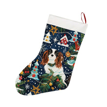 Load image into Gallery viewer, Christmas Snow Globe Tricolor Cavaliers Christmas Stocking-Christmas Ornament-Cavalier King Charles Spaniel, Christmas, Home Decor-26X42CM-White1-1