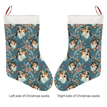 Load image into Gallery viewer, Christmas Snowflake Shelties Christmas Stocking-Christmas Ornament-Christmas, Home Decor, Shetland Sheepdog-26X42CM-White-3