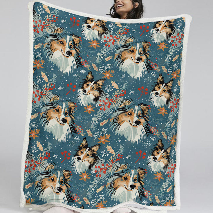 Christmas Snowflake Shelties / Collies Soft Warm Fleece Blanket-Blanket-Blankets, Christmas, Dog Dad Gifts, Dog Mom Gifts, Home Decor, Rough Collie, Shetland Sheepdog-2