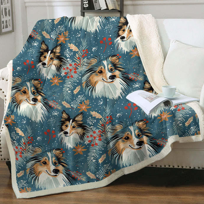 Christmas Snowflake Shelties / Collies Soft Warm Fleece Blanket-Blanket-Blankets, Christmas, Dog Dad Gifts, Dog Mom Gifts, Home Decor, Rough Collie, Shetland Sheepdog-1