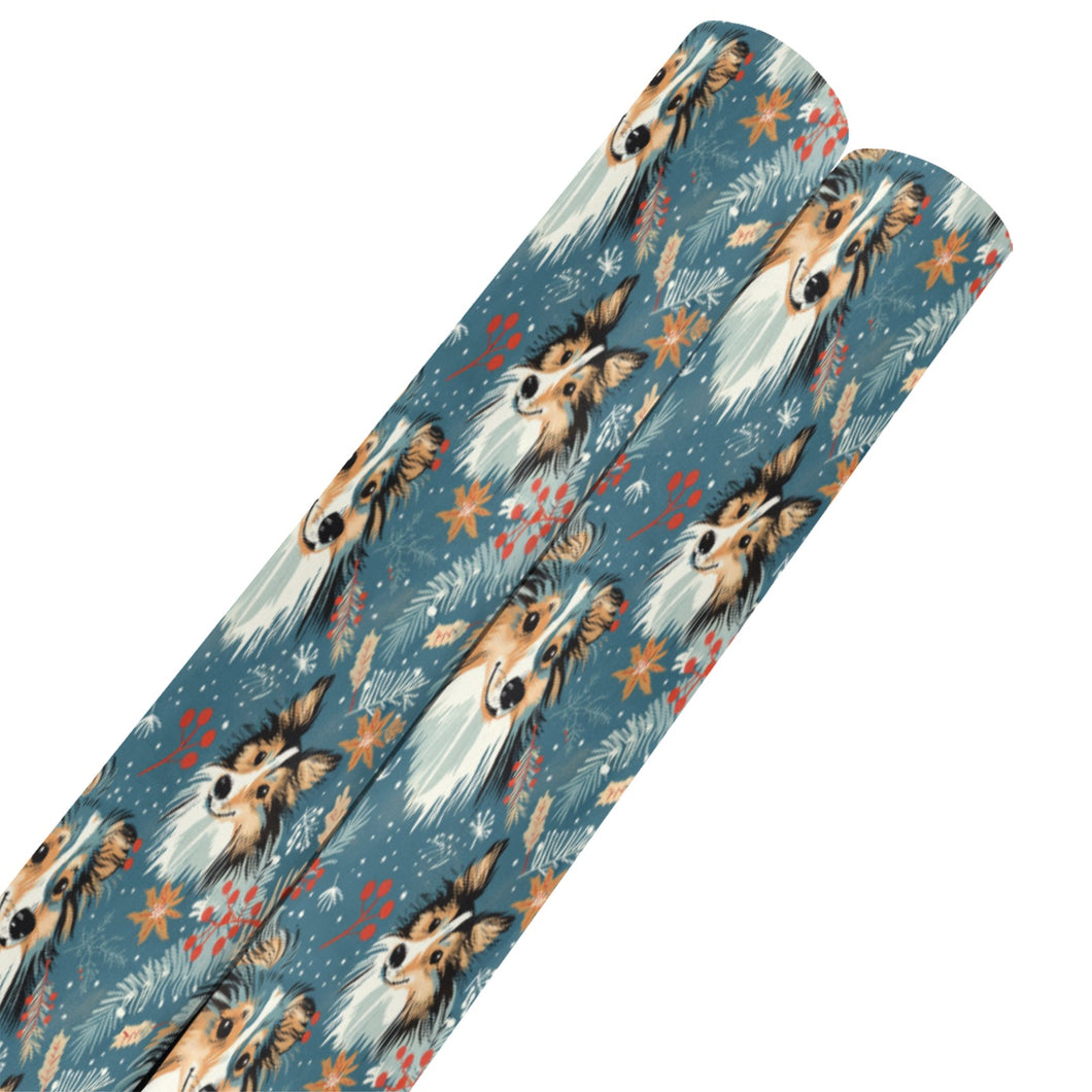 Christmas Snowflake Shelties Gift Wrapping Paper - 2 Rolls-Christmas Ornament-Christmas,Rough Collie,Shetland Sheepdog,Wrapping Paper-Sheltie-ONE SIZE-5