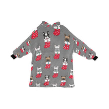 Load image into Gallery viewer, Christmas Stocking and Candy Cane French Bulldogs Blanket Hoodie for Women-Apparel-Apparel, Blankets, French Bulldog-15