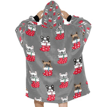 Load image into Gallery viewer, Christmas Stocking and Candy Cane French Bulldogs Blanket Hoodie for Women-Apparel-Apparel, Blankets-13