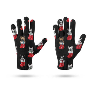 Christmas Stocking and Candy Cane French Bulldogs Touch Screen Gloves-Accessories-Accessories, Dog Dad Gifts, Dog Mom Gifts, French Bulldog, Gloves-9