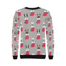 Load image into Gallery viewer, Christmas Stockings and Candy Cane French Bulldogs Women&#39;s Sweatshirt-Apparel-Apparel, French Bulldog, Sweatshirt-12