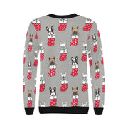 Christmas Stockings and Candy Cane French Bulldogs Women's Sweatshirt-Apparel-Apparel, French Bulldog, Sweatshirt-12