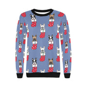 Christmas Stockings and Candy Cane French Bulldogs Women's Sweatshirt-Apparel-Apparel, French Bulldog, Sweatshirt-15