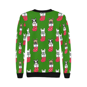 Christmas Stockings and Candy Cane French Bulldogs Women's Sweatshirt-Apparel-Apparel, French Bulldog, Sweatshirt-6