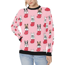 Load image into Gallery viewer, Christmas Stockings and Candy Cane French Bulldogs Women&#39;s Sweatshirt-Apparel-Apparel, French Bulldog, Sweatshirt-Pink-XS-7