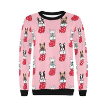 Load image into Gallery viewer, Christmas Stockings and Candy Cane French Bulldogs Women&#39;s Sweatshirt-Apparel-Apparel, French Bulldog, Sweatshirt-9