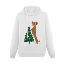 Load image into Gallery viewer, Christmas Tree Dachshund Women&#39;s Cotton Fleece Hoodie Sweatshirt-Apparel-Apparel, Christmas, Dachshund, Hoodie, Sweatshirt-White-XS-2
