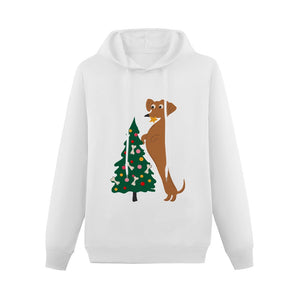 Christmas Tree Dachshund Women's Cotton Fleece Hoodie Sweatshirt-Apparel-Apparel, Christmas, Dachshund, Hoodie, Sweatshirt-White-XS-2
