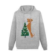 Load image into Gallery viewer, Christmas Tree Dachshund Women&#39;s Cotton Fleece Hoodie Sweatshirt-Apparel-Apparel, Christmas, Dachshund, Hoodie, Sweatshirt-Gray-XS-1