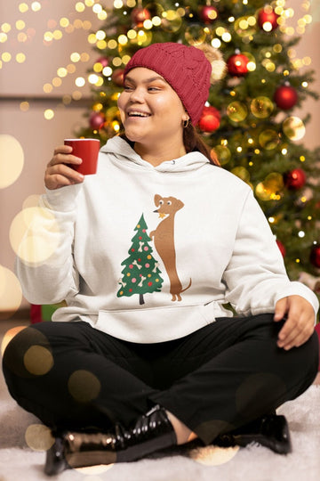 Christmas Tree Dachshund Womens Cotton Fleece Hoodie Sweatshirt 4 Colors 360x