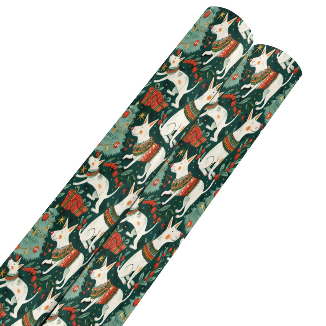 Christmas Wonderland Bull Terriers Gift Wrapping Paper - 2 Rolls-Christmas Ornament-Bull Terrier,Christmas,Wrapping Paper-4