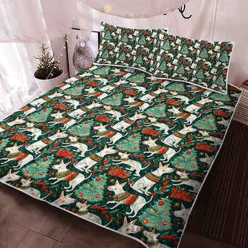 Christmas Wonderland Bull Terriers Quilt Blanket Bedding Set 360x