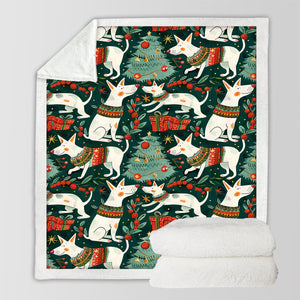 Christmas Wonderland Bull Terriers Soft Warm Fleece Blanket-Blanket-Blankets, Bull Terrier, Christmas, Dog Dad Gifts, Dog Mom Gifts, Home Decor-10