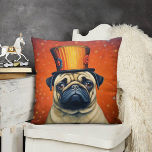 Circus Ringmaster Pug Plush Pillow Case-Cushion Cover-Dog Dad Gifts, Dog Mom Gifts, Home Decor, Pillows, Pug-3