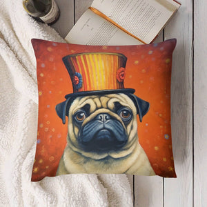 Circus Ringmaster Pug Plush Pillow Case-Cushion Cover-Dog Dad Gifts, Dog Mom Gifts, Home Decor, Pillows, Pug-4