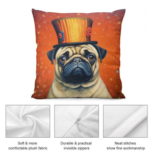 Circus Ringmaster Pug Plush Pillow Case-Cushion Cover-Dog Dad Gifts, Dog Mom Gifts, Home Decor, Pillows, Pug-5