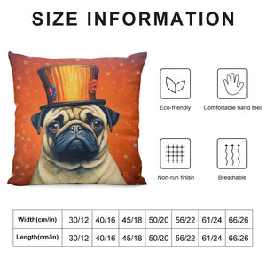Circus Ringmaster Pug Plush Pillow Case-Cushion Cover-Dog Dad Gifts, Dog Mom Gifts, Home Decor, Pillows, Pug-6