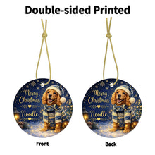 Load image into Gallery viewer, Cocker Spaniel Christmas Ornament - Cozy Winter Pet Portrait Design - Personalize with Photo and Name-Christmas Ornament-Christmas,Christmas Ornament,Personalize Artwork-4