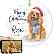 Load image into Gallery viewer, Cocker Spaniel Christmas Ornament - Cozy Winter Pet Portrait Design - Personalize with Photo and Name-Christmas Ornament-Christmas,Christmas Ornament,Personalize Artwork-1