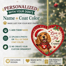 Load image into Gallery viewer, Cocker Spaniel Christmas Ornament - Love &amp; Joy Heart Shaped Portrait - Personalize with Photo and Name-Christmas Ornament-Christmas,Christmas Ornament,Cocker Spaniel,Personalize Artwork-2
