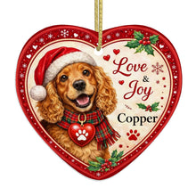 Load image into Gallery viewer, Cocker Spaniel Christmas Ornament - Love &amp; Joy Heart Shaped Portrait - Personalize with Photo and Name-Christmas Ornament-Christmas,Christmas Ornament,Cocker Spaniel,Personalize Artwork-4