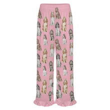 Load image into Gallery viewer, Cocker Spaniel Pajama Pants for Women - Ruffle Hem Design - Watercolor Elegance Cocker Spaniels-Pajamas-Apparel,Cocker Spaniel,Dog Mom Gifts,Pajamas-13