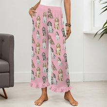 Load image into Gallery viewer, Cocker Spaniel Pajama Pants for Women - Ruffle Hem Design - Watercolor Elegance Cocker Spaniels-Pajamas-Apparel,Cocker Spaniel,Dog Mom Gifts,Pajamas-12