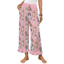 Load image into Gallery viewer, Cocker Spaniel Pajama Pants for Women - Ruffle Hem Design - Watercolor Elegance Cocker Spaniels-Pajamas-Apparel,Cocker Spaniel,Dog Mom Gifts,Pajamas-Pink-S-9