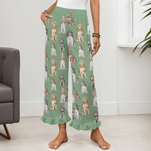 Load image into Gallery viewer, Cocker Spaniel Pajama Pants for Women - Ruffle Hem Design - Watercolor Elegance Cocker Spaniels-Pajamas-Apparel,Cocker Spaniel,Dog Mom Gifts,Pajamas-21